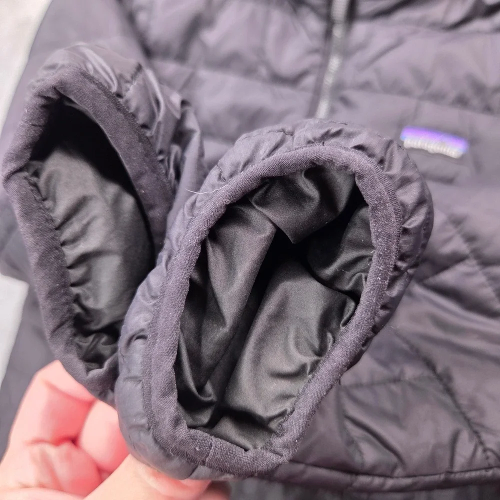 Patagonia Nano Puff Jacket Kids XL 14 Black Quilted Insulated Brick Pattern Gorp